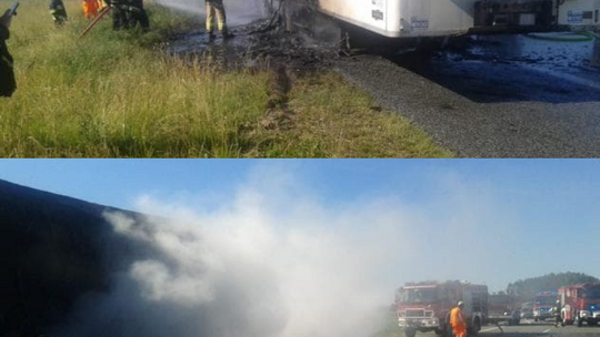 Autostrada A1: Pożar naczepy samochodu ciężarowego