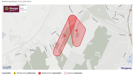 Brak prądu w części Tczewa i Rokitek. Przyczyną drzewo