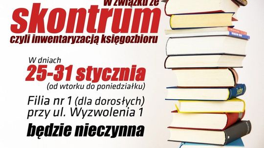 Inwentaryzacja w bibliotece. Która filia będzie nieczynna przez kilka dni? 