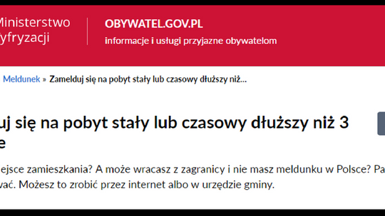 Od 1 stycznia meldunek przez internet 