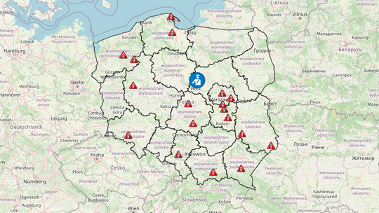 Policyjna mapa wypadków drogowych ze skutkiem śmiertelnym