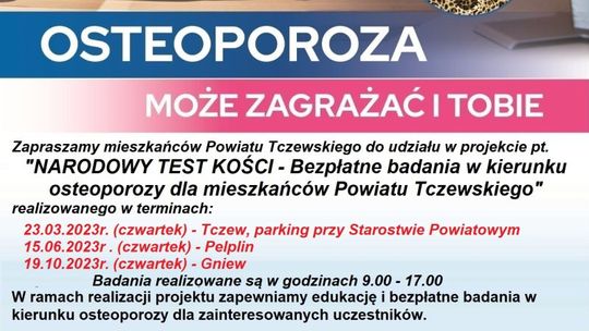 Powiat tczewski: Bezpłatne badania w kierunku osteoporozy