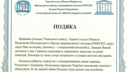 Powiat tczewski przekazał busa na potrzeby Tarnopolskiego Oddziału UNESCO