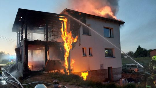 Pożar przy ulicy Pamięci Narodowej w Miłobądzu