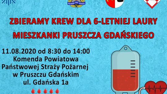 Pruszcz Gdański: Zbiórka krwi dla 6-letniej Laury, która choruje na nowotwór płuc