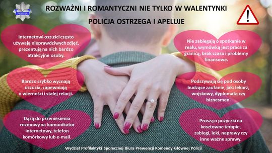 Rozważnie w walentynki. Policja ostrzega przed oszustami