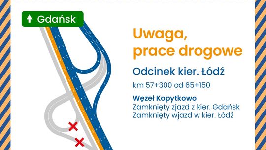 Utrudnienia na A1: Rusza kolejny etap remontu między Kopytkowem a Warlubiem