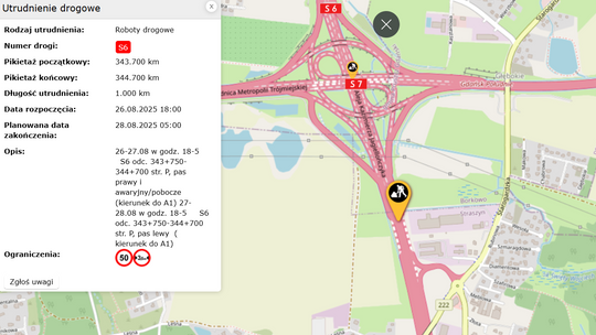 Uwaga! Przez 4 dni nocne prace na S6 i S7