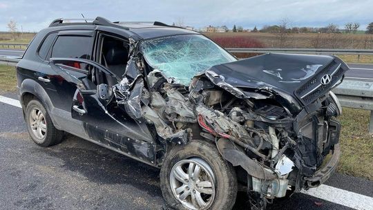 Wypadek na autostradzie A1, jedna osoba jest poszkodowana