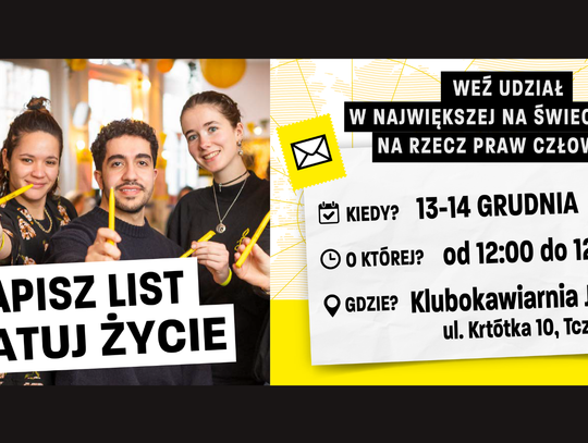 Prawa człowieka w centrum uwagi. Maraton Pisania Listów wraca do Tczewa