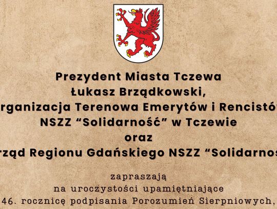Tczew upamiętni 46. rocznicę podpisania Porozumień Sierpniowych