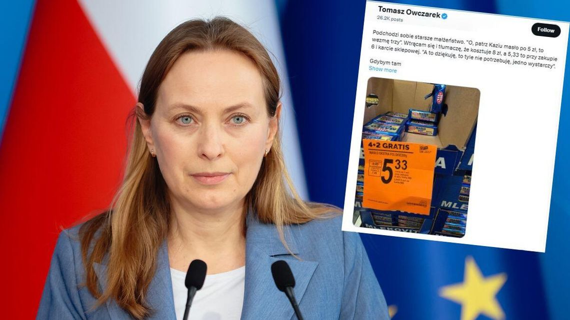 Awantura o cenę masła w Biedronce. Oburzona ministra wchodzi do gry Awantura o cenę masła w Biedronce. Oburzona ministra wchodzi do gry