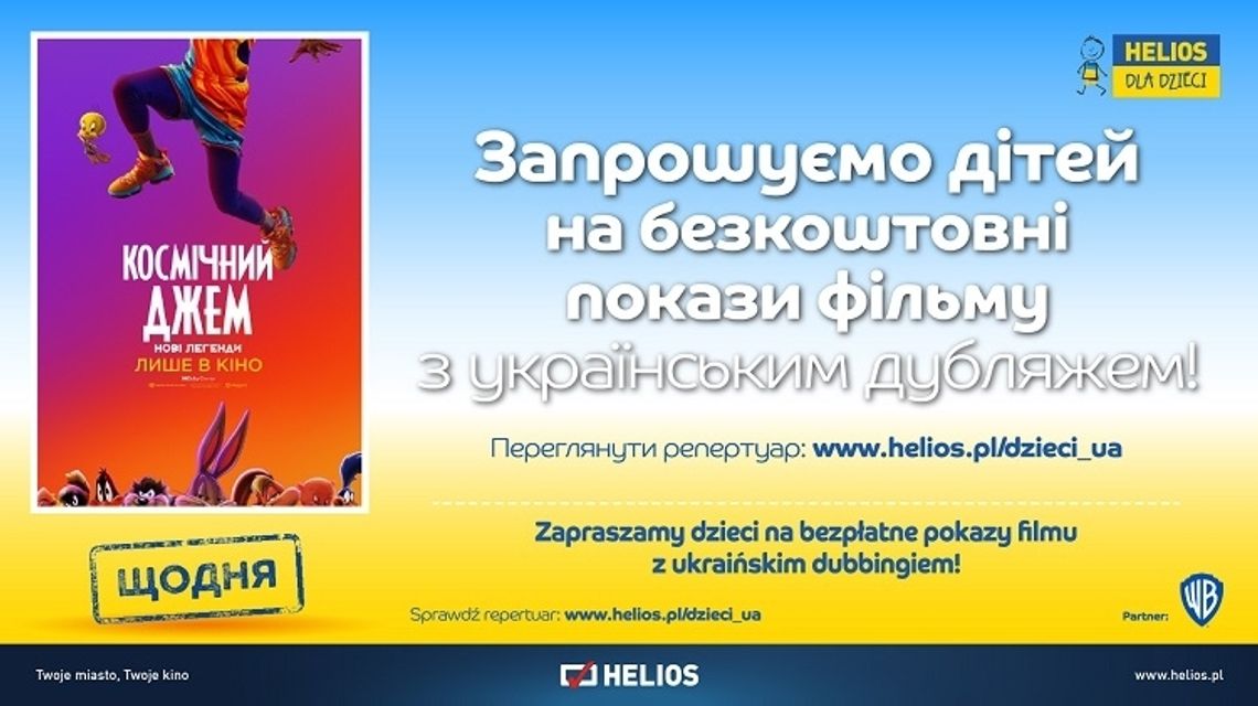 Bezpłatne seanse dla ukraińskich rodzin. Kino Helios organizuje specjalne pokazy