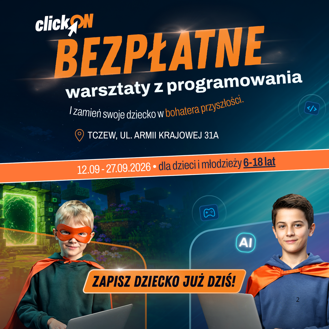 Bezpłatne warsztaty programowania i matematyki w Tczewie. Rusza nowa edycja akcji clickON Bezpłatne warsztaty programowania i matematyki w Tczewie. Rusza nowa edycja akcji clickON