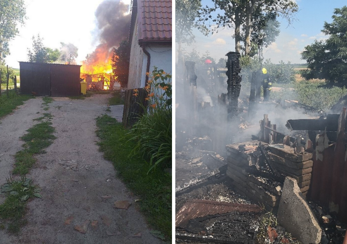 Gmina Pelplin: Pożar budynku gospodarczego w Międzyłężu