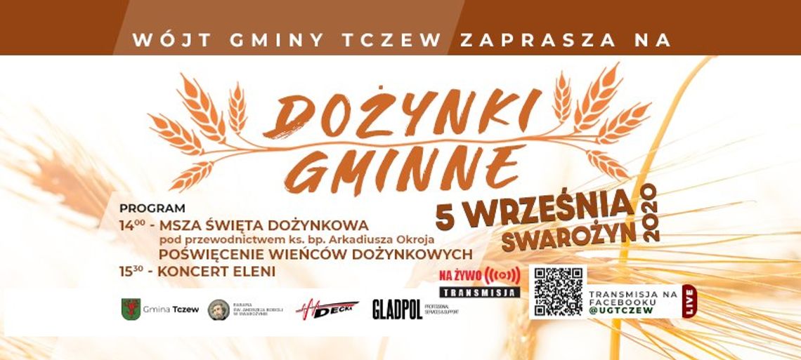 Gmina Tczew: Dożynki 2020 - koncert Eleni i msza święta online