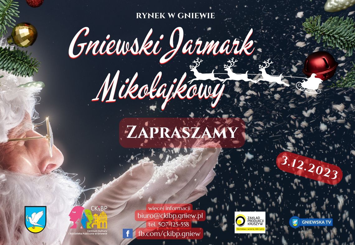 Jarmark mikołajkowy w Gniewie już w tę niedzielę, 3 grudnia