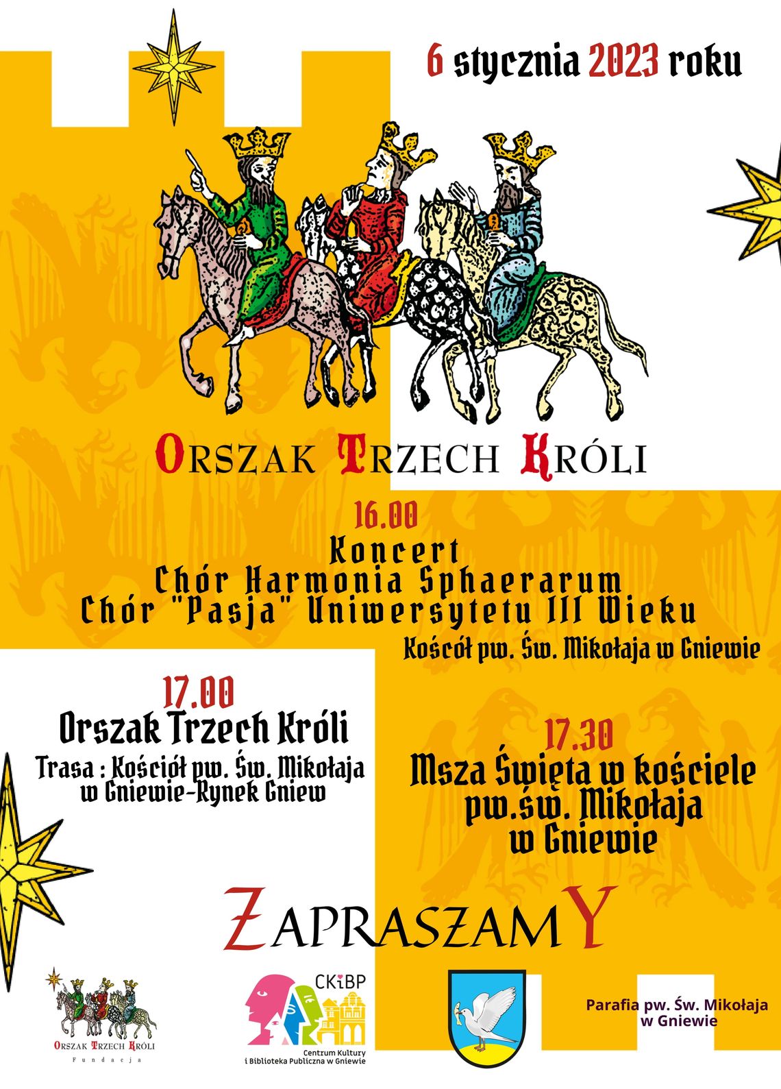 Koncert kolęd i Orszak Trzech Króli w Gniewie