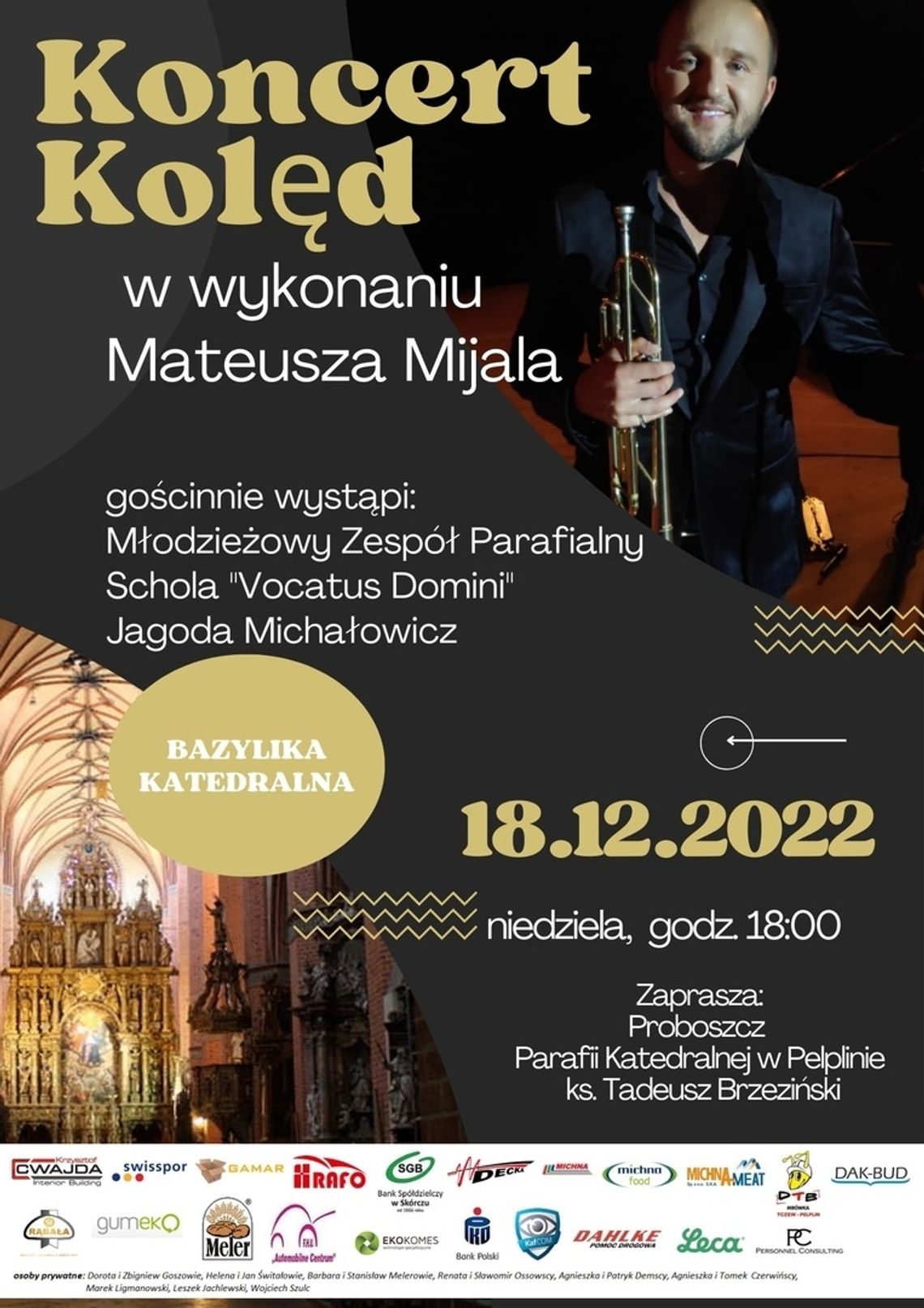 Koncert kolęd w pelplińskiej katedrze. Wystąpi Mateusz Mijał 