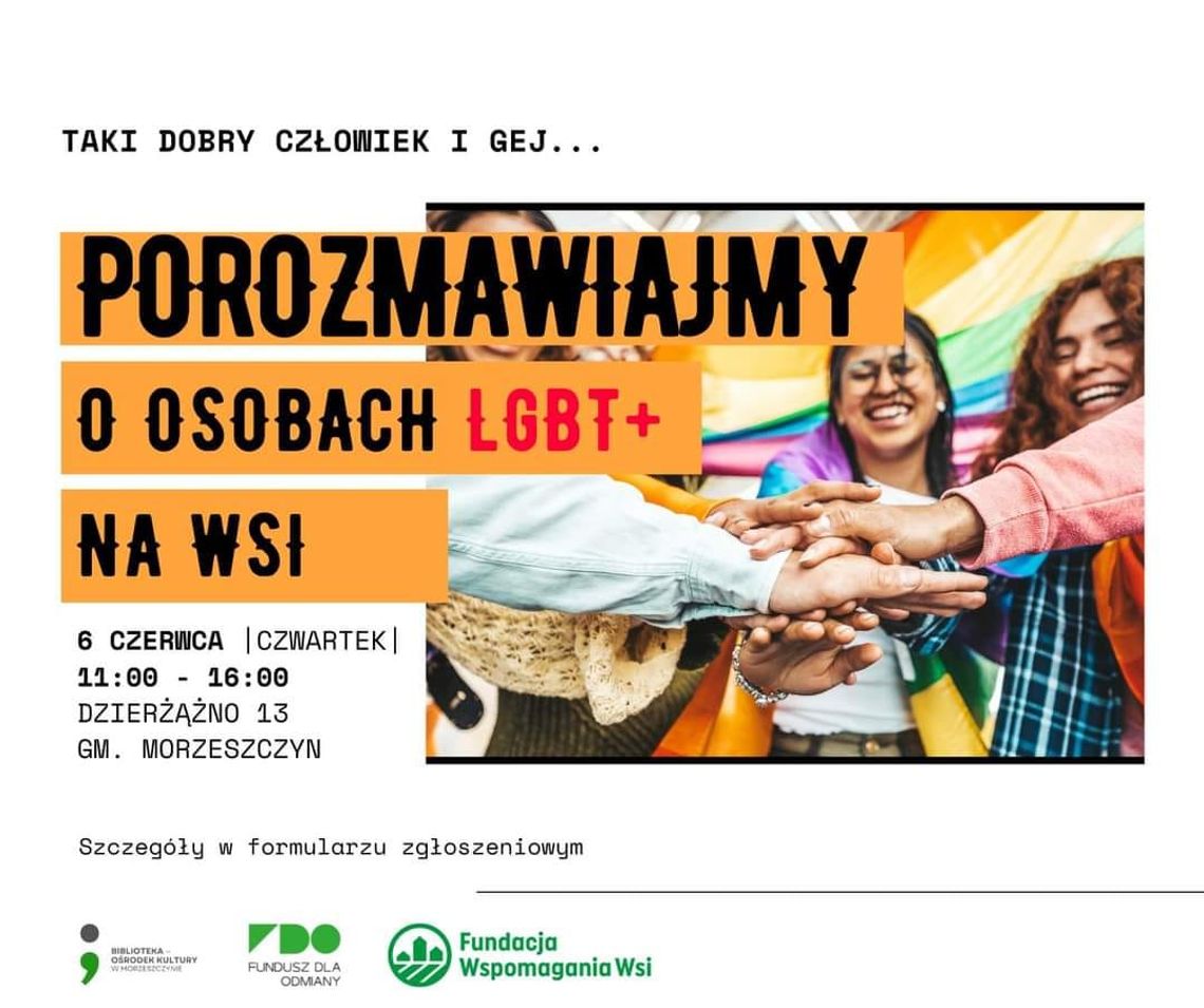 O społeczności LGBT+ na wsi, to temat kolejnego spotkania, na które zaprasza BOK Morzeszczyn