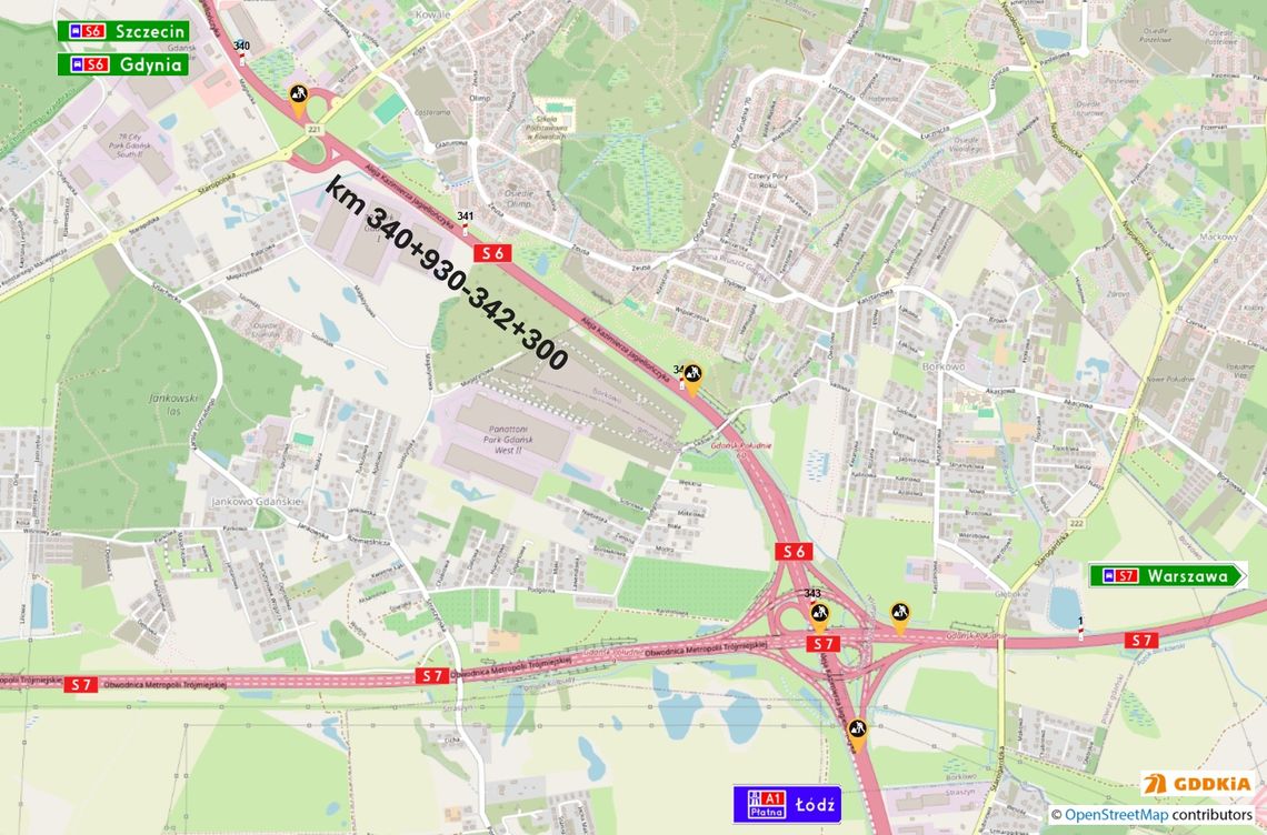Obwodnica Trójmiasta: prace drogowe między węzłami Gdańsk Kowale a Gdańsk Południe