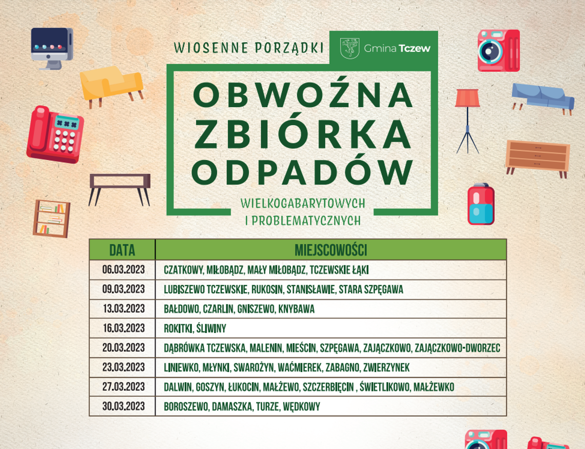 Obwoźna zbiórka odpadów w Gminie Tczew. Sprawdź harmonogram