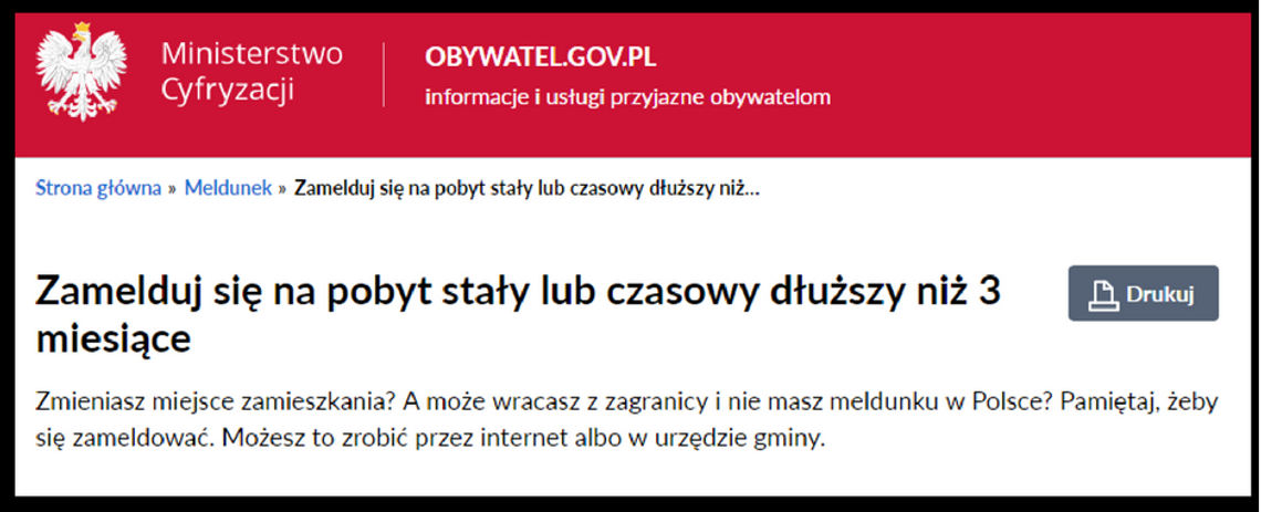 Od 1 stycznia meldunek przez internet 