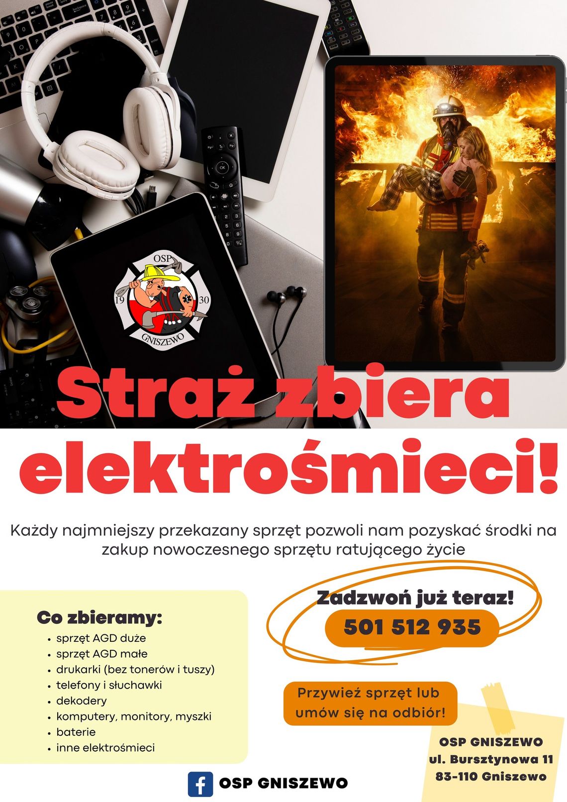 OSP Gniszewo zabierze elektrośmieci. Korzyść dla strażaków i natury