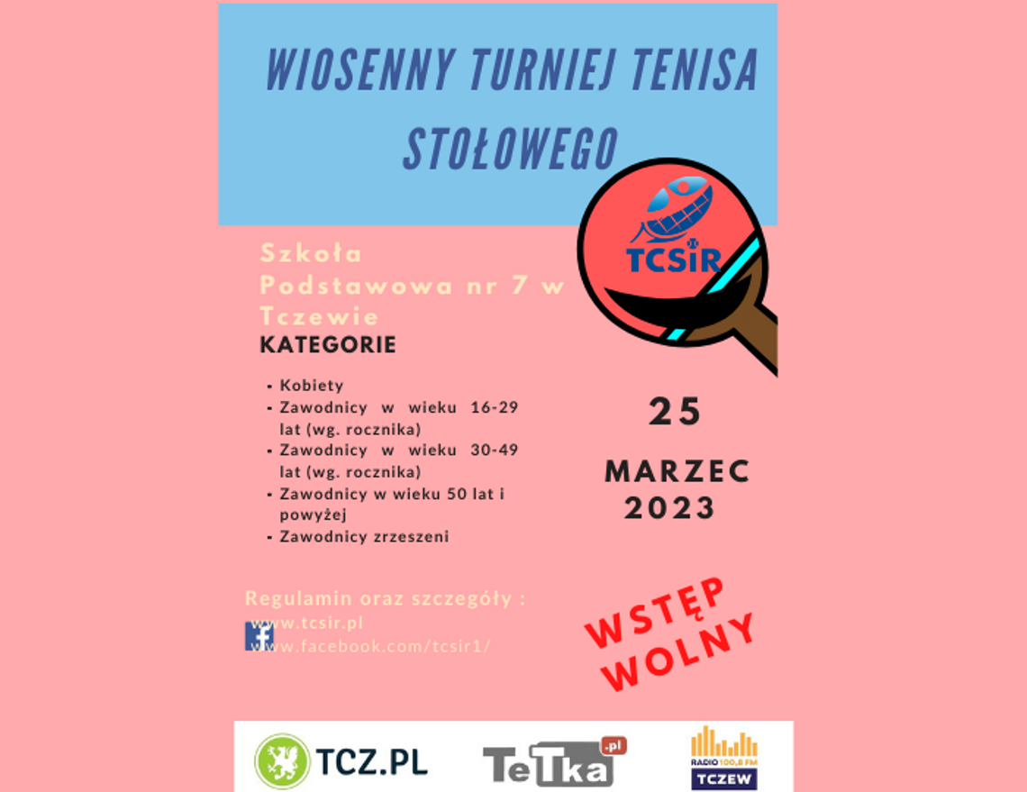 Otwarty turniej tenisa stołowego w Tczewie. Trwają zapisy