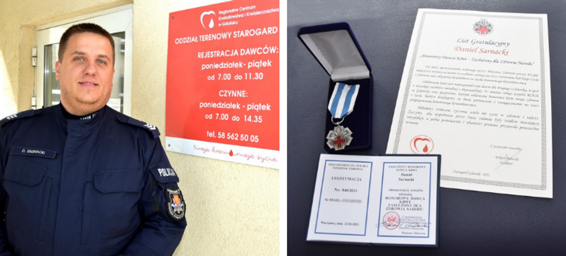 Policjant ze Starogardu Gdańskiego z medalem od ministra zdrowia Policjant ze Starogardu Gdańskiego z medalem od ministra zdrowia