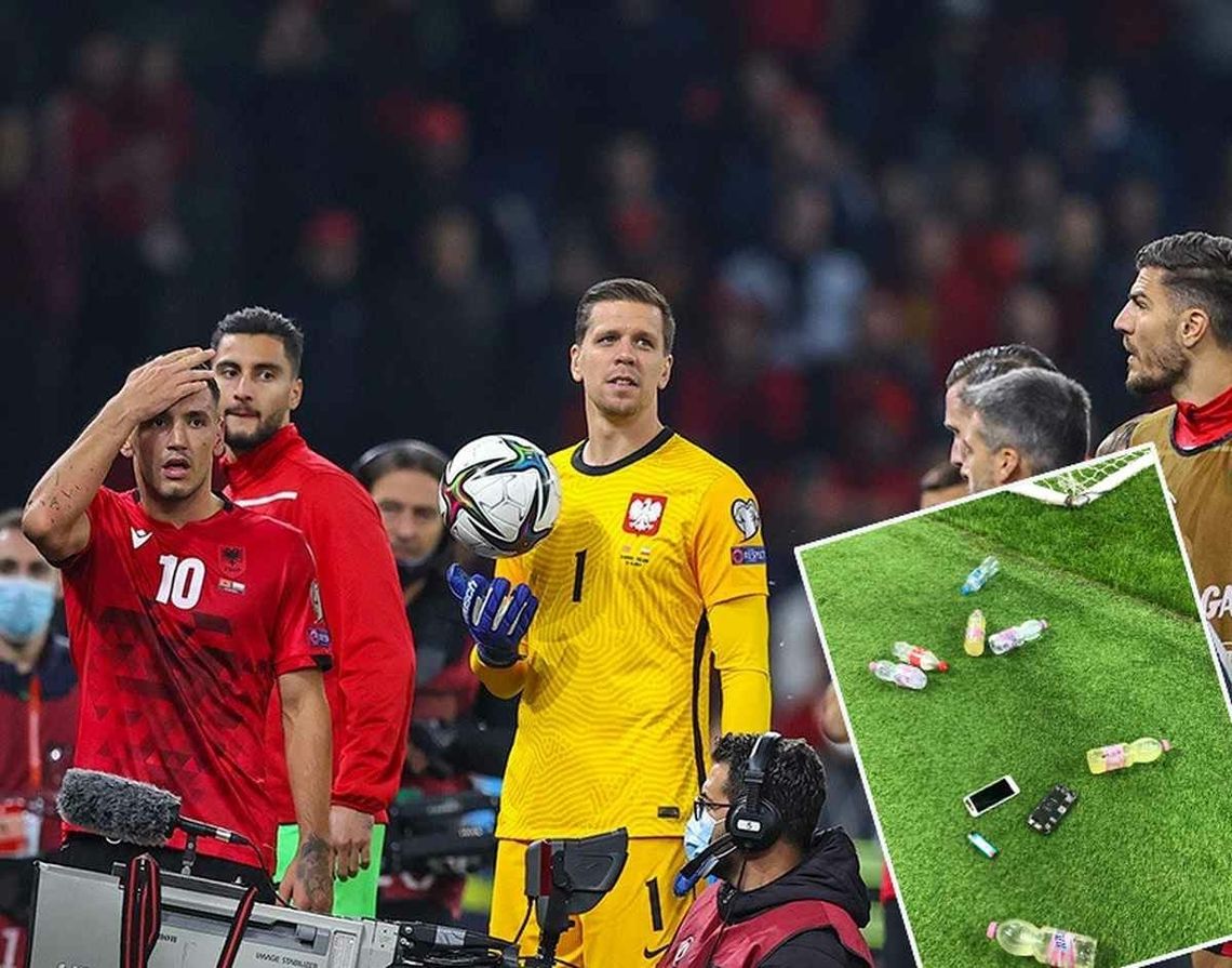 Przerwany mecz Polska - Albania. W stronę piłkarzy poleciały butelki i telefony