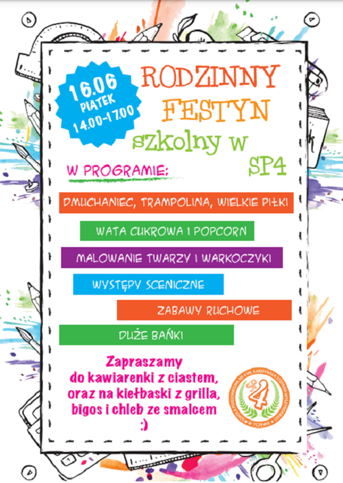 Rodzinny festyn w tczewskiej Szkole Podstawowej nr 4 już 16 czerwca