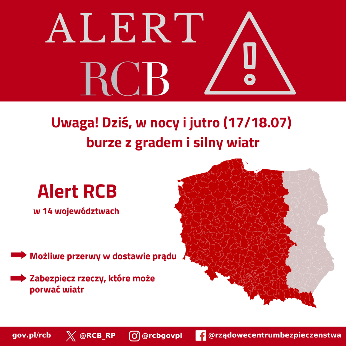 Uwaga mieszkańcy powiatu tczewskiego! Służby ostrzegają przed zmianą pogody