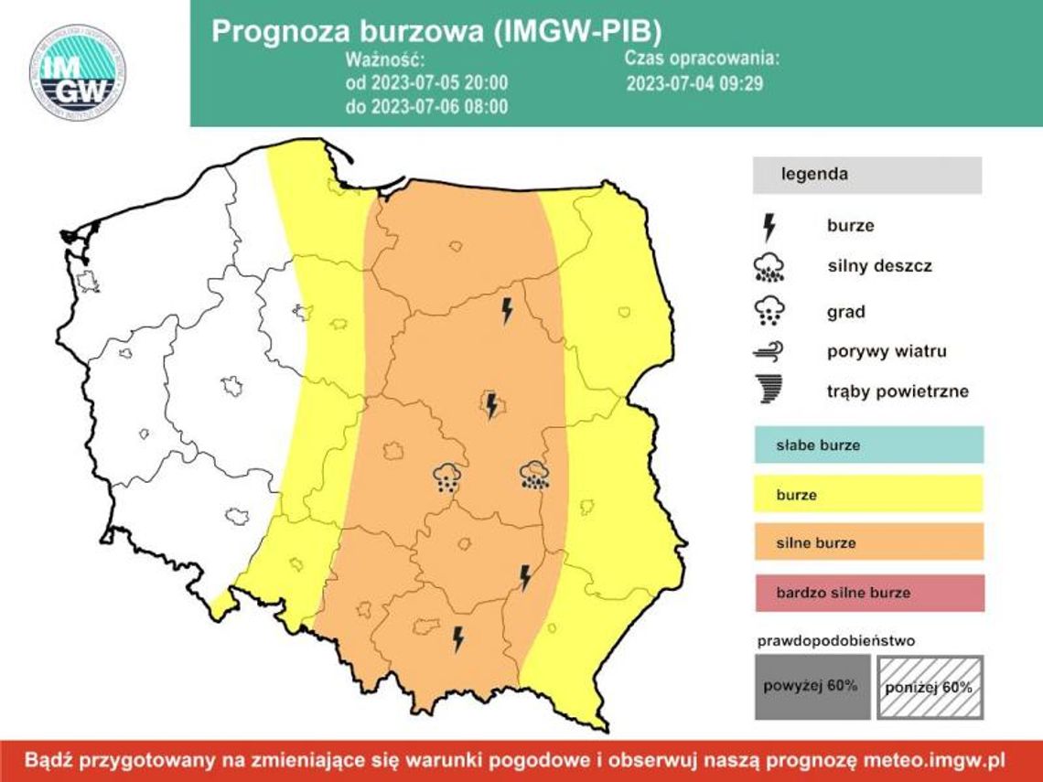 Uwaga na burze z gradem [OSTRZEŻENIE METEOROLOGICZNE]