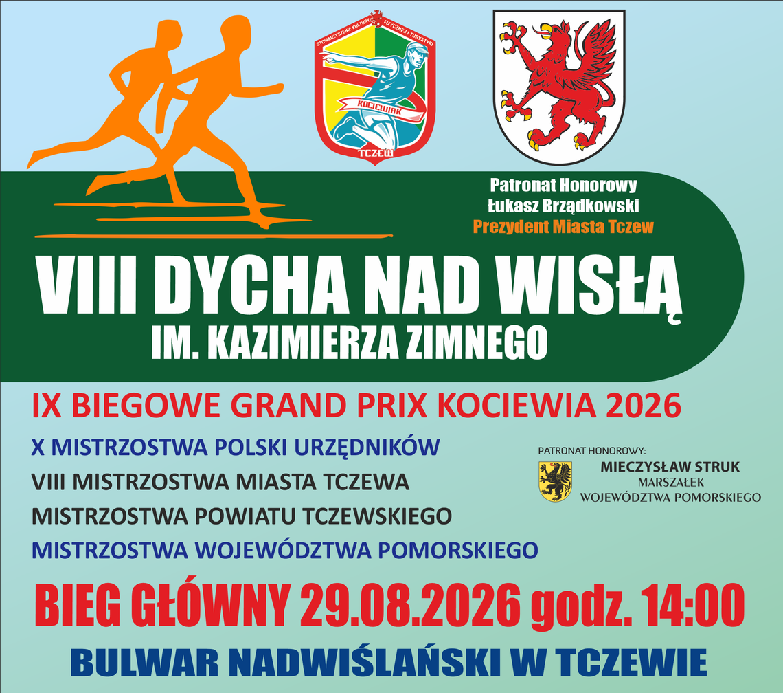VIII Dycha nad Wisłą oraz IX Biegowe Grand Prix Kociewia już 29 sierpnia w Tczewie