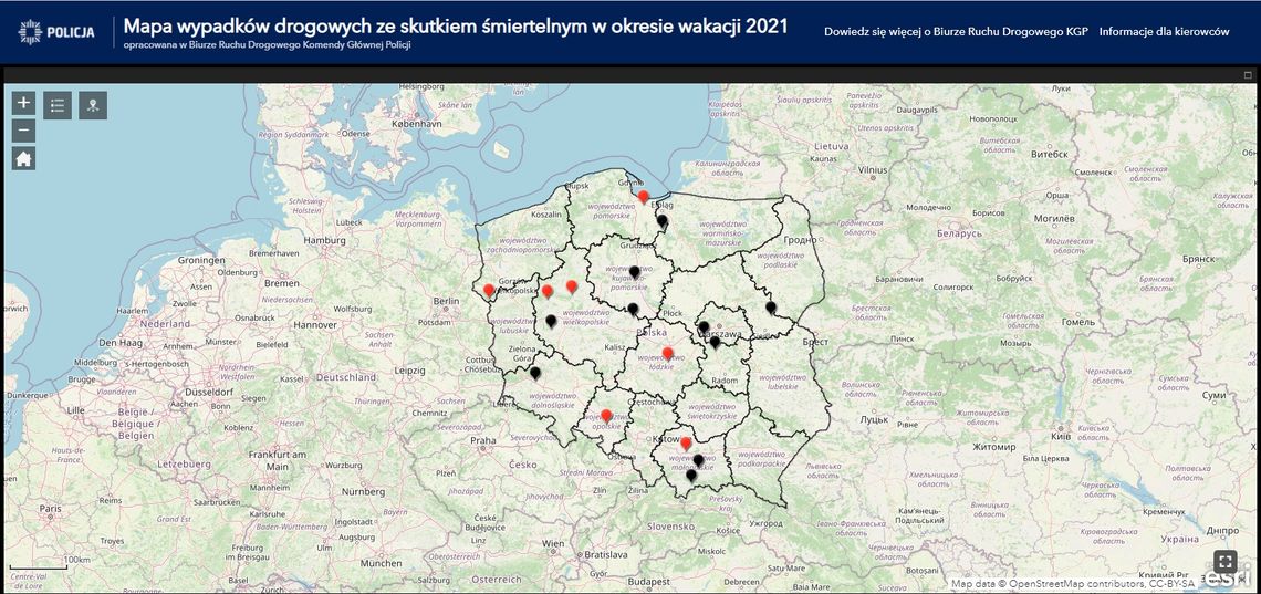 Wystartowała interaktywna mapa wypadków drogowych