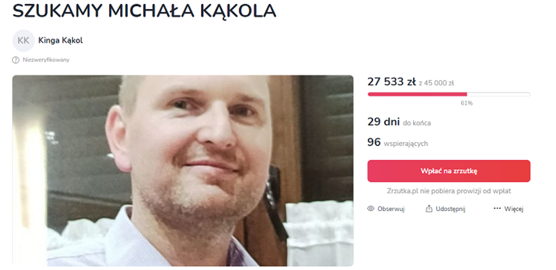Zbiórka pieniędzy dla rodziny zaginionego lekarza z Sopotu