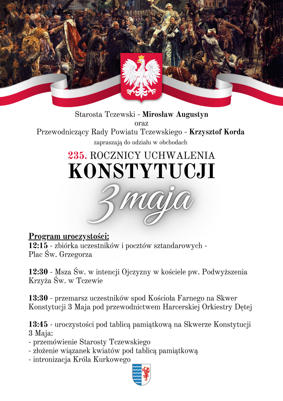 235. rocznica uchwalenia Konstytucji 3 Maja w Tczewie