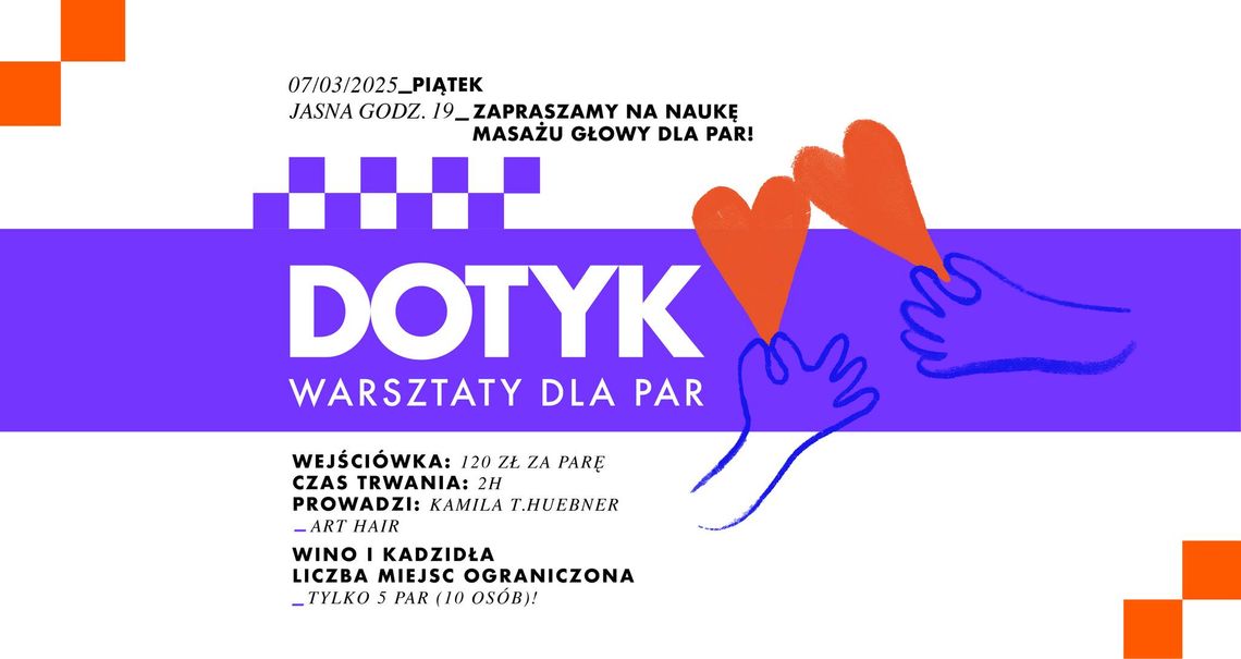Dotyk: warsztaty z masażu głowy dla par Dotyk: warsztaty z masażu głowy dla par