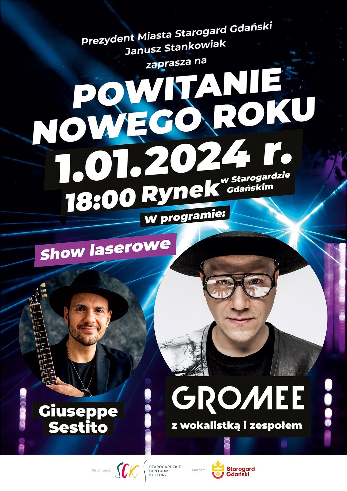 Giuseppe Sestito, show laserowe, GROMEE 1.01.2024 r. w Starogardzie Gd. Giuseppe Sestito, show laserowe, GROMEE 1.01.2024 r. w Starogardzie Gd.