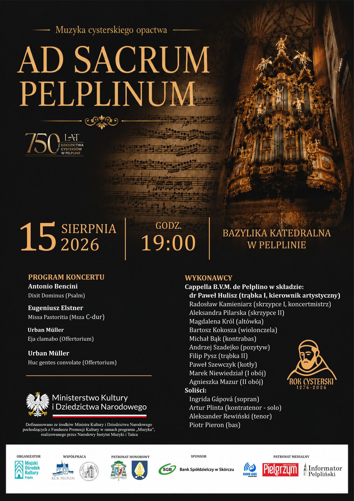 Pelplin: Koncert "Ad Sacrum Pelplinum – muzyka cysterskiego opactwa"