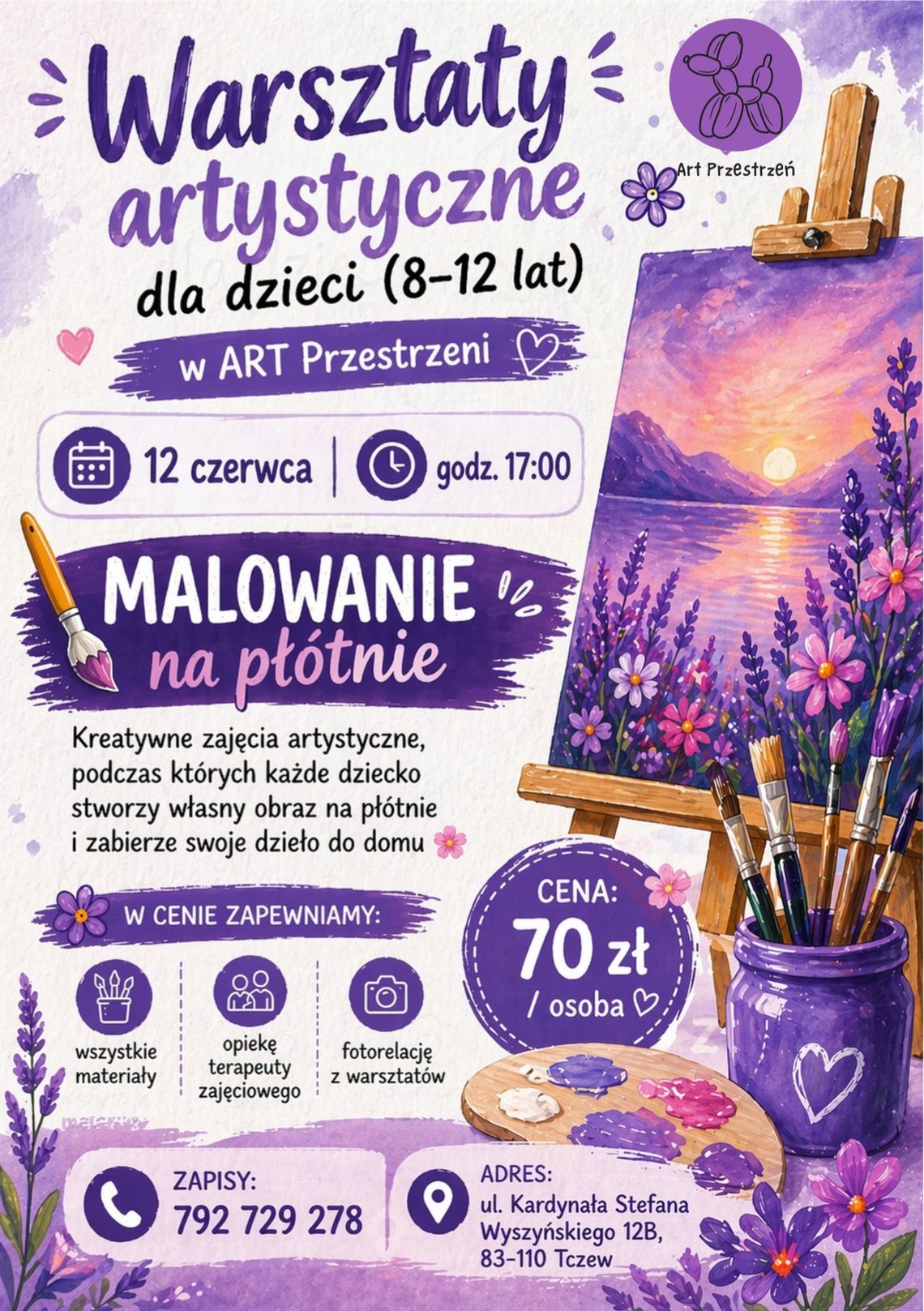 Malowanie na płótnie – warsztaty dla dzieci (8-12 lat) Malowanie na płótnie – warsztaty dla dzieci (8-12 lat)