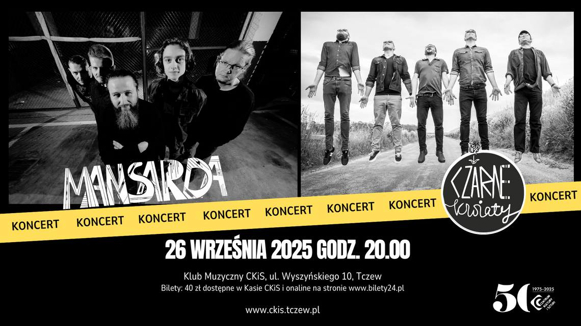 Mansarda + Czarne Kwiaty – koncert • 26.09.2025, 20:00 Mansarda + Czarne Kwiaty – koncert • 26.09.2025, 20:00