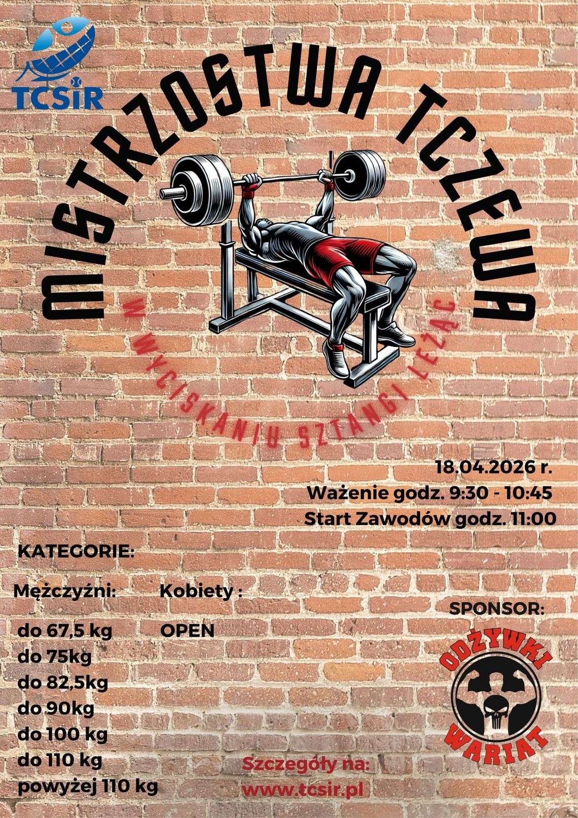 Mistrzostwa Tczewa w Wyciskaniu Sztangi Leżąc