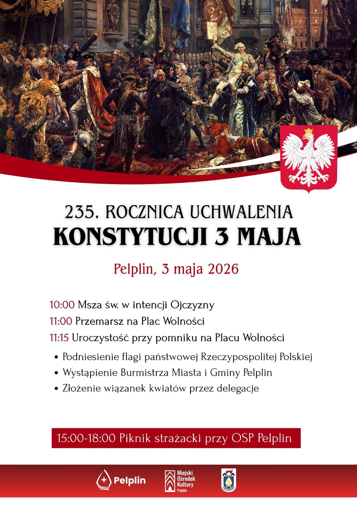 Pelplin: Święto Narodowe Trzeciego Maja 2026
