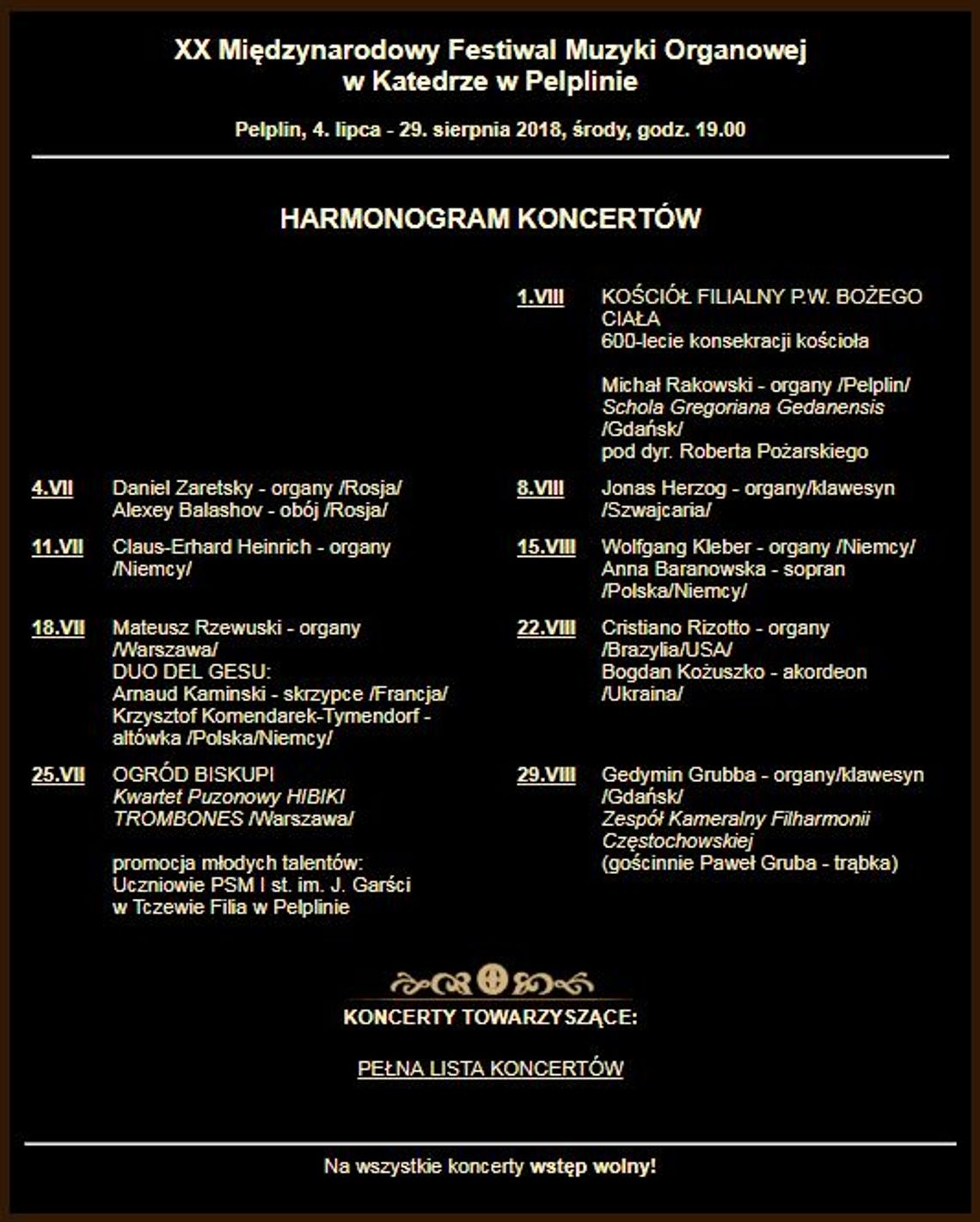 XX Międzynarodowy Festiwal Muzyki Organowej w Pelplinie